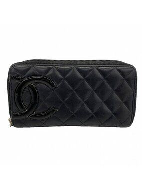 Chanel Wallet Cambon Lambskin Black Silver